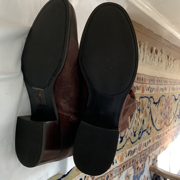 Brand new MK Michael Kors brown weathered leather/suede boots. Gold detailing - Picture 8 of 14